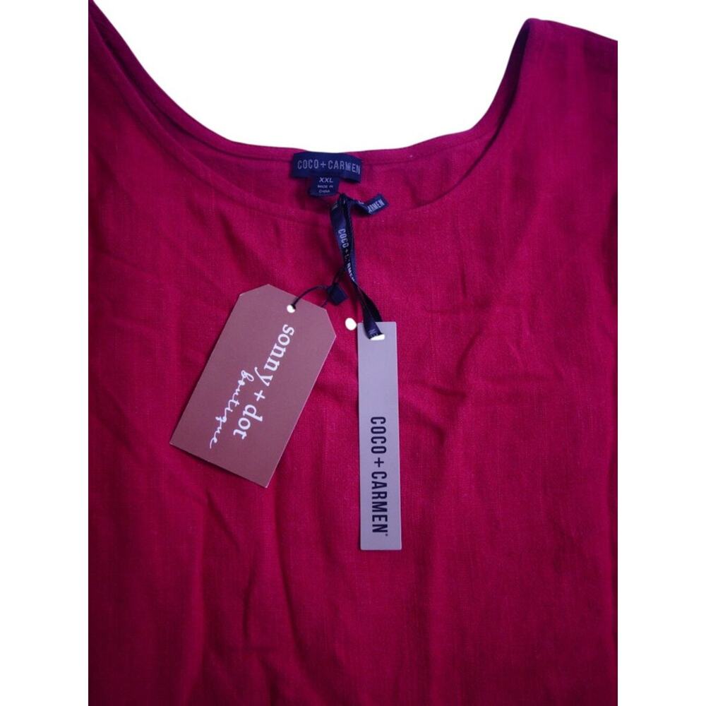 Coco + Carmen Hot Pick Magenta Ruffle Hem Sleeveless Top XXL NWT - Picture 5 of 11